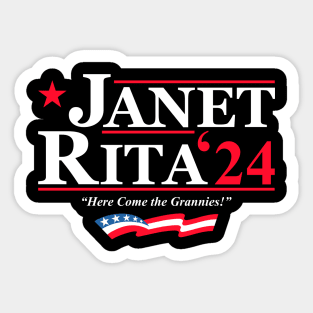 Janet and Rita Bluey Grannies 2024 for President Sticker